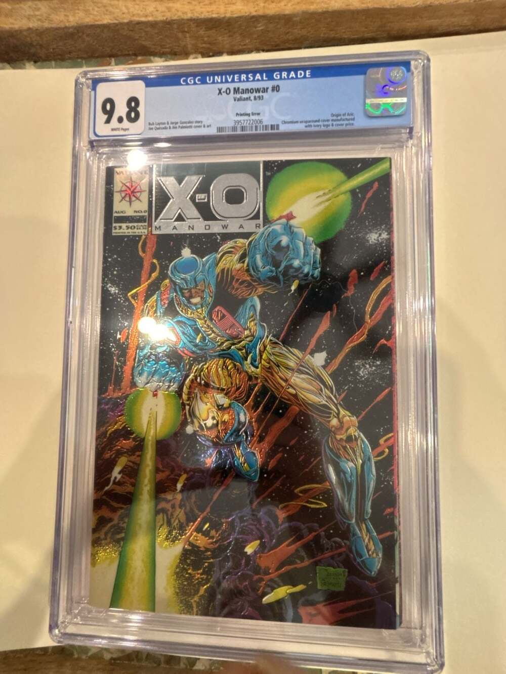 X-O Manowar #0 (1993) CGC 9.8 NM/M - Printing Error - Origin of Aric Chromium Ed